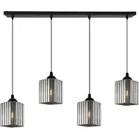 Light11 HOME Suspension Riffle noire à 4 ampoules avec abat-jours cubiques couleur graphite E27 – suspension élégante pour les intérieurs modernes