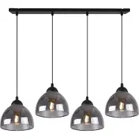 Light11 HOME Lampe à suspendre Venice à 4 flammes avec abat-jour en verre couleur graphite E27