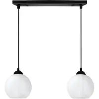 Light11 HOME Suspension Costa noire à 2 flammes avec boules blanches E27 - suspension élégante pour un éclairage intérieur moderne