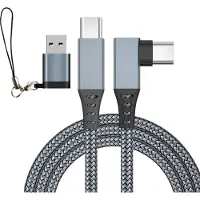 Douself VR Link Cable de données gris argenté tressé (adaptateur C vers C+) 300cm