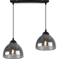 Light11 HOME Lampe à suspendre Venice à 2 flammes avec abat-jour en verre couleur graphite E27