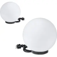 H4L Lampes boules, set de 2, 20/30cm, blanc E27, incl. câble de raccordement de 3m prémonté
