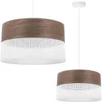 Light11 HOME Lampe À Suspendre Unique, Abat-Jour En Placage De Noyer, 35 Cm