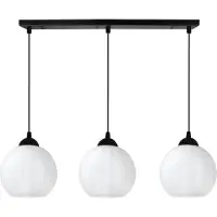 Light11 HOME Suspension Costa noire à 3 flammes avec boules blanches E27 - suspension élégante pour un éclairage intérieur moderne