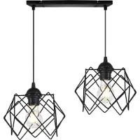 Light11 HOME Suspension Stella à 2 flammes, abat-jour en verre noir, E27