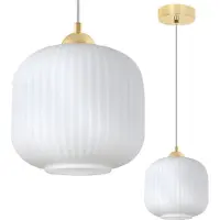 Light11 HOME Lampe à suspendre RIFFLE or 1 flamme blanc cylindre 20cm E27