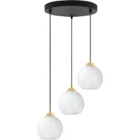 Light11 HOME Suspension Costa noir et doré – suspension à 3 ampoules avec boules blanches E27