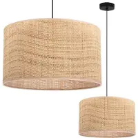 Light11 HOME Lampe Suspendue En Rotin Noir 1 Abat-Jour Plat En Rotin 35Cm