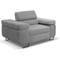 MargaretHadas24 Fauteuil Marlene avec appuie-tête réglables 135 cm Livraison à domicile Salon Fauteuil confortable Appartement Fauteuil relax (couleur : gris clair Vena 17)