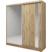MargaretHadas24 Armoire Gabo de 200 cm avec miroir, 2 portes coulissantes (couleur : artisan)