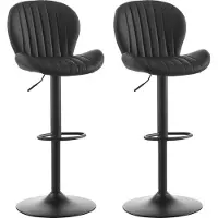 CLIPOP Tabouret de bar , chaise de bar en similicuir,Chaise pivotante réglable en hauteur,Noir