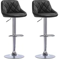Supfine Tabouret de bar (lot de 2) Chaise de bar pivotante Tabouret de cuisine en similicuir Réglable en hauteur Noir
