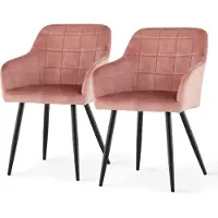 CLIPOP Chaise de salle à manger,set de 2 chaises de cuisine, chaise rembourrée en velours, chaise de salon avec pieds en métal,rose clair