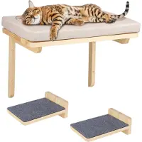 Supfine Set de 3 pièces pour chats Mur d'escalade Arbre à chat mural Plate-forme pour chats avec coussins Lit pour chats pour montage mural Mur pour chats
