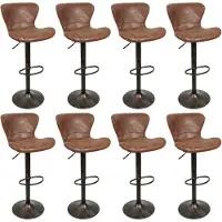 Supfine lot de 8 tabourets de bar Rétro Chaise de bar Bistro réglable en hauteur pivotant Marron