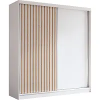 MargaretHadas24 Armoire Erika de 200 cm avec lamelles sans miroir, comprenant 2 portes coulissantes Armoire à portes coulissantes (couleur : blanc, blanc, lamelles Artisan)