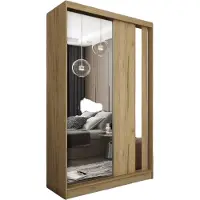MargaretHadas24 Armoire Gabo de 150 cm avec miroir, 2 portes coulissantes (couleur : artisan)