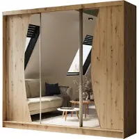 MargaretHadas24 Armoire Vex de 240 cm avec miroir, 3 portes coulissantes Armoire à portes coulissantes (couleur : artisan)