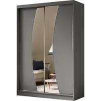 MargaretHadas24 Armoire Vex de 150 cm avec miroir, 2 portes coulissantes (couleur : graphite)