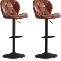 CLIPOP Tabouret de bar , set de 2 chaises de bar en similicuir, tabouret de bistrot rétro, tabouret de comptoir réglable en hauteur,marron