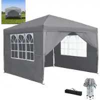 XINZI Tenture pliante 3x3, hauteur réglable, stable, protection UV, imperméable, pour jardin, fête, mariage, gris argenté (avec 4 parois latérales)