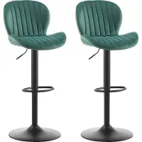 CLIPOP Tabouret de bar , Chaise de bar en velours,Chaise pivotante réglable en hauteur,Vert