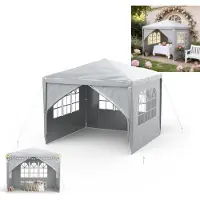 XINZI Pavillon 3x3 m Pavillon de jardin Tente de réception Gazebo avec parois latérales amovibles, imperméable, structure en acier stable, pour les fêtes dans le jardin, gris