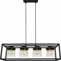 Light11 HOME Rasti Cage Lampe à suspendre - Plafonnier pour le salon, la chambre à coucher et la salle à manger - Suspension en métal et en verre - E27 - Or - 4-flamme
