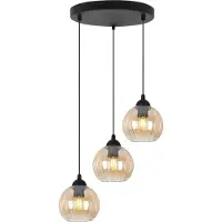 Light11 HOME Suspension Costa noire – suspension à 3 ampoules avec boules couleur miel E27