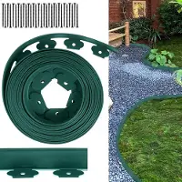 XINZI Bordure de parterre Bordure de parterre de fleurs Bordure de pelouse flexible en plastique 10 m, avec 30 piquets de fixation, vert