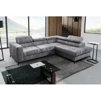 MargaretHadas24 Canapé d'angle Palermo en L à droite avec fonction couchage, coffre de rangement 267 cm, livraison à domicile, salon (couleur : Sally 09 - gris)