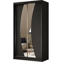 MargaretHadas24 Armoire Vex de 120 cm avec miroir, 2 portes coulissantes (couleur : noir)