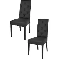 STOCK LINE t m c s Tommychairs - Lot de 2 chaises modernes CHANTAL pour la cuisine et la salle à manger, structure robuste en bois de hêtre laqué couleur noir, rembourrées et recouvertes de similicuir noir