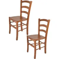 STOCK LINE t m c s Tommychairs - Lot de 2 chaises VENICE pour la cuisine et la salle à manger, structure robuste en hêtre laqué ton merisier et assise en bois