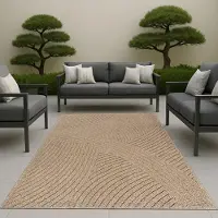 Carpetia Tapis d'intérieur et d'extérieur à motif de vagues polyvalent en beige Taille - 160 x 220 cm