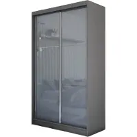 MargaretHadas24 Armoire Vena de 150 cm avec 2 portes coulissantes Armoire à portes coulissantes (couleur : graphite, lacobel graphite)