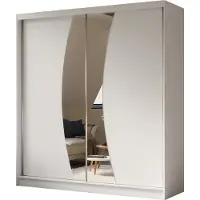 MargaretHadas24 Armoire Vex de 200 cm avec miroir, 2 portes coulissantes (couleur : blanc)