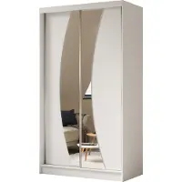 MargaretHadas24 Armoire Vex de 120 cm avec miroir, 2 portes coulissantes (couleur : blanc)