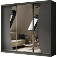MargaretHadas24 Armoire Vex de 240 cm avec miroir, 3 portes coulissantes (couleur : graphite)