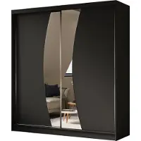 MargaretHadas24 Armoire Vex de 200 cm avec miroir, 2 portes coulissantes (couleur : noir)