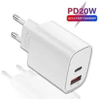 Mormark Chargeur de téléphone portable avec 20W USB C et 18W USB A port de charge rapide, adaptateur de charge - POWERLINE