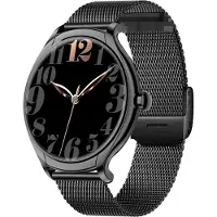 Douself KT67 Montre de sport intelligente pour femme, écran TFT entièrement tactile de 1,39 pouce, 360*360 haute résolution, rappel du cycle menstruel féminin, boîtier noir et acier noir
