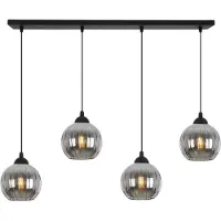 Light11 HOME Suspension Costa noire à 4 ampoules avec boules graphite E27 – suspension élégante pour un éclairage intérieur moderne