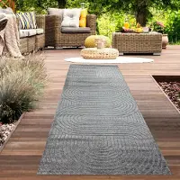 Carpetia Tapis moderne d'extérieur Résistant aux intempéries Terrasse Balcon Style boho de haute qualité facile d'entretien Anthracite Taille - 80 x 250 cm