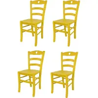 STOCK LINE t m c s Tommychairs - Set de 4 chaises CUORE pour la cuisine et la salle à manger, structure robuste en bois de hêtre, peinte en jaune aniline et assise en bois