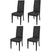 STOCK LINE t m c s Tommychairs - Set de 4 chaises modernes CHANTAL pour la cuisine et la salle à manger, structure robuste en bois de hêtre laqué couleur noir, rembourrées et recouvertes de similicuir noir