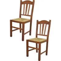 STOCK LINE t m c s Tommychairs - Lot de 2 chaises SILVANA pour la cuisine et la salle à manger, structure robuste en bois de hêtre, laquée en couleur noyer clair et assise en paille