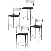 STOCK LINE t m c s Tommychairs - Set de 4 tabourets de bar modernes ELEGANCE pour la cuisine et la salle à manger, structure robuste en acier chromé, assise rembourrée recouverte de similicuir couleur moka