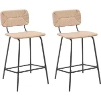 MOB-IN Lot de tabourets d'ilot et bar NEMA en métal et assise rotin 65cm