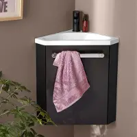 MOB-IN Ensemble lave-mains d'angle suspendu SKINO avec robinet noir